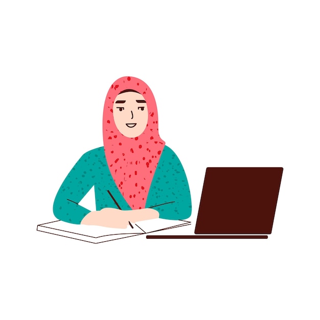 Vector young muslim woman in hijab