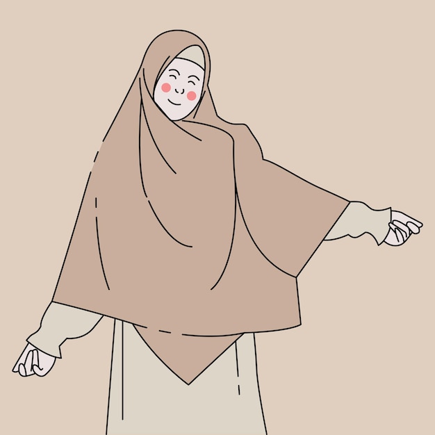 若いイスラム教徒の女性の漫画のキャラクター