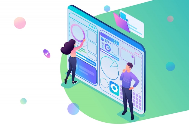 I giovani sono impegnati nello sviluppo del design di dashboard. concetto di tecnologia moderna.