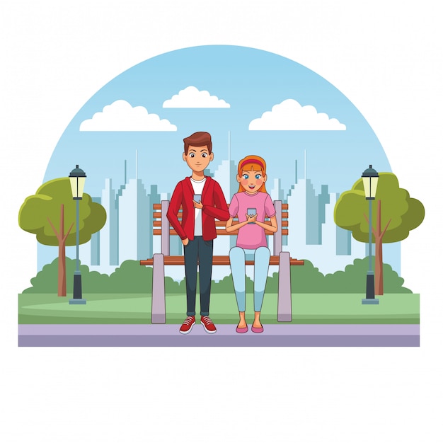 Vector young people couple