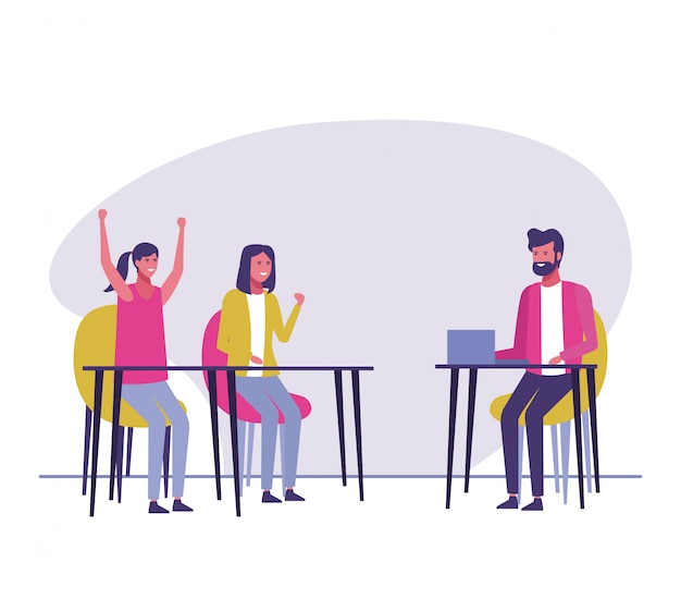 young people coworking vector illustration graphic design