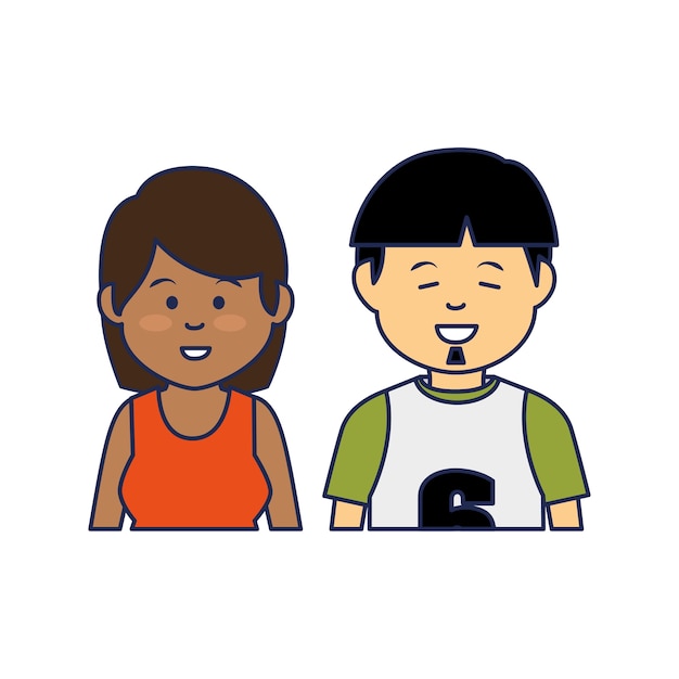 young people ethnicity characters vector illustration design