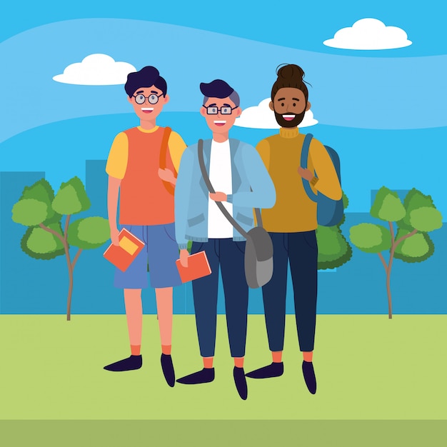 Vector young people friends cartoon