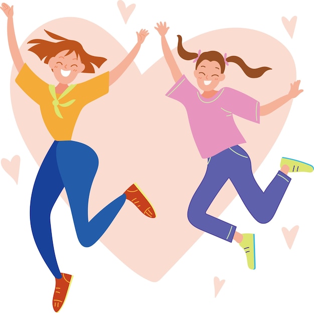 young people jumping Free Vector