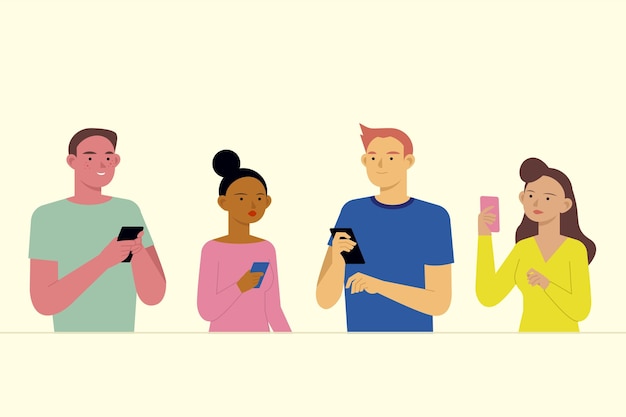 Young people using smartphones