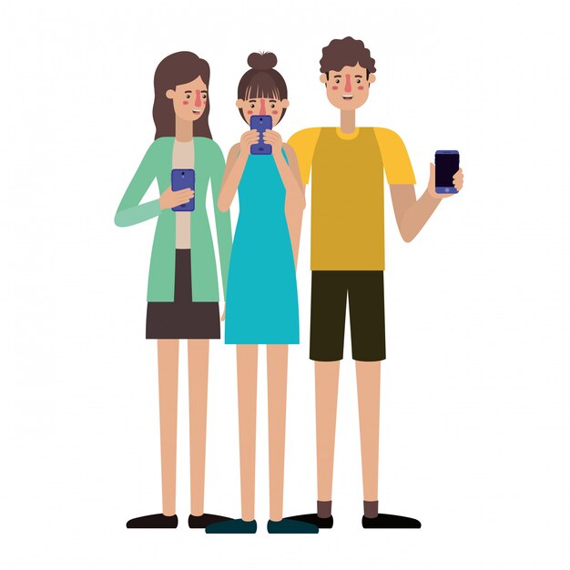 スマートフォンを持つ若い人たち