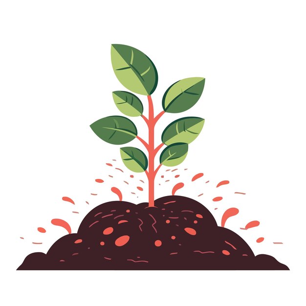 Young plant growing out of the ground Plant growing from soil Vector illustration