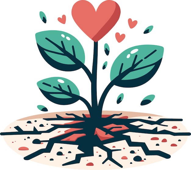 Young Plant with HeartShaped Leaves Vector