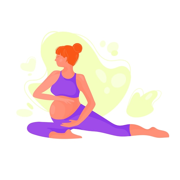 Vector young pregnant woman in sportswear does exercises happy pregnancy conceptmodern vector