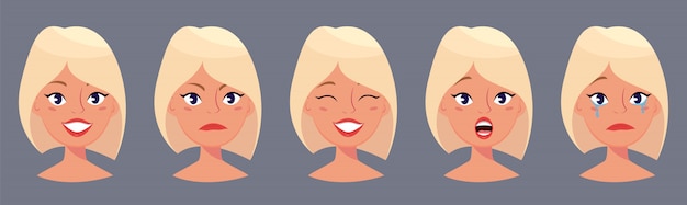 Vector young pretty blond woman