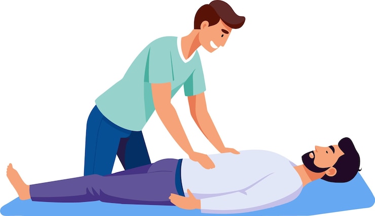 Vector young professional massage therapist and patient isolation