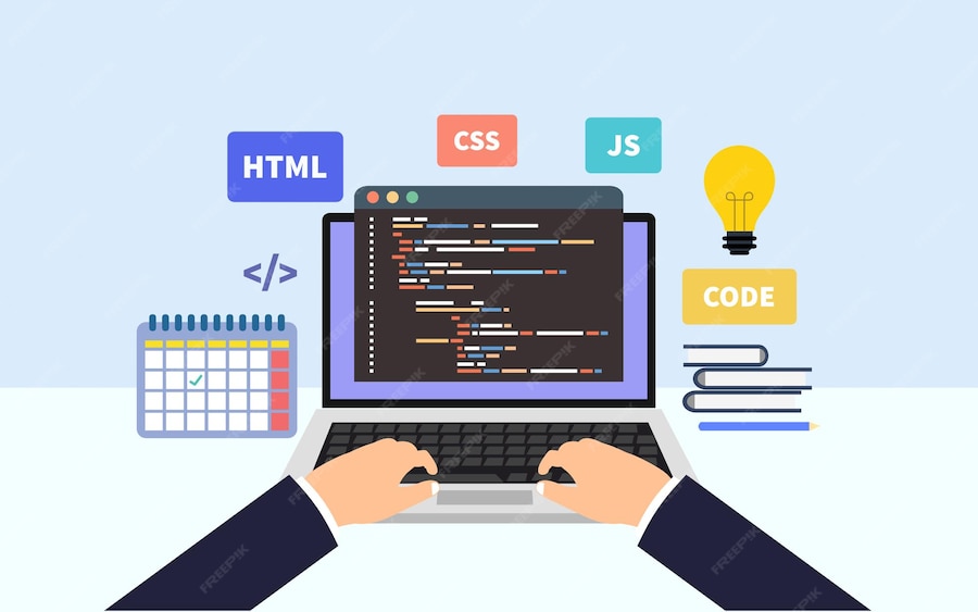 Premium Vector | Young programmer code for client projects developer ...