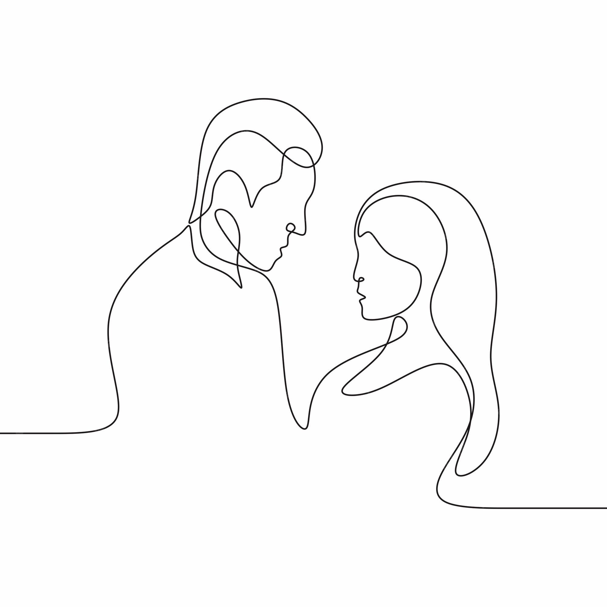 Couple Love Romantic Vector Hd Images, Continuous Line Drawing Of