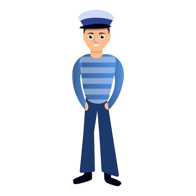Икона молодого моряка Карикатура молодого мальчика моряка векторная икона для веб-дизайна изолирована на белом фоне