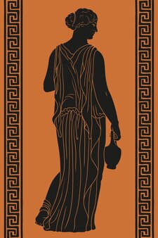 Una giovane donna greca antica snella con una brocca in mano