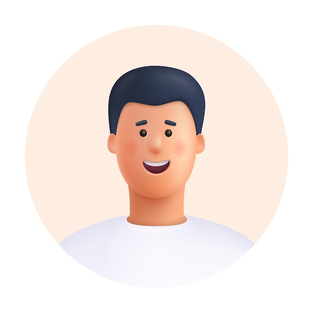 Young smiling man Adam avatar.  
3d vector people character illustration. Cartoon minimal style.