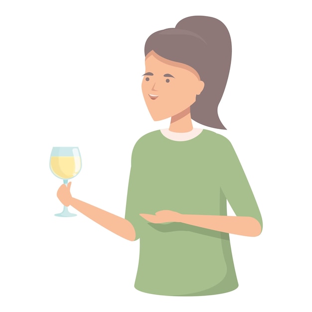 Vector young sommelier icon cartoon vector wine cocktail woman drink