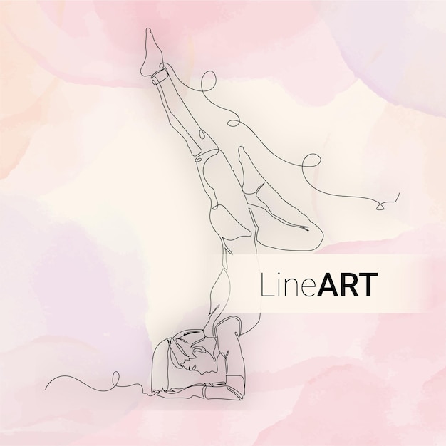 young sporty attractive woman practicing yoga line art vector