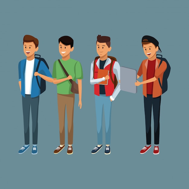 Vector young students cartoon