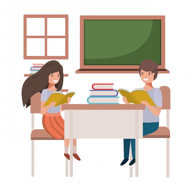 Young students sitting in school desk