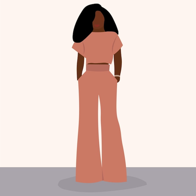 Young Stylish African woman in elegant line art style vector
