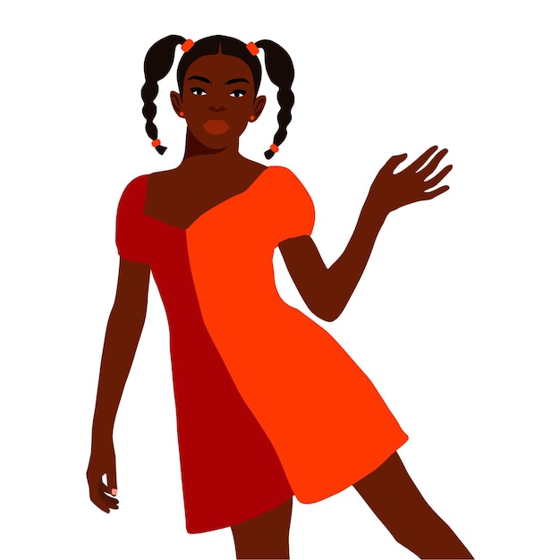 Vector young stylish black girl in elegant dress vector