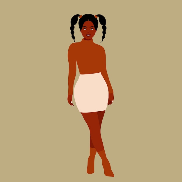 Vector young stylish black woman in elegant style vector