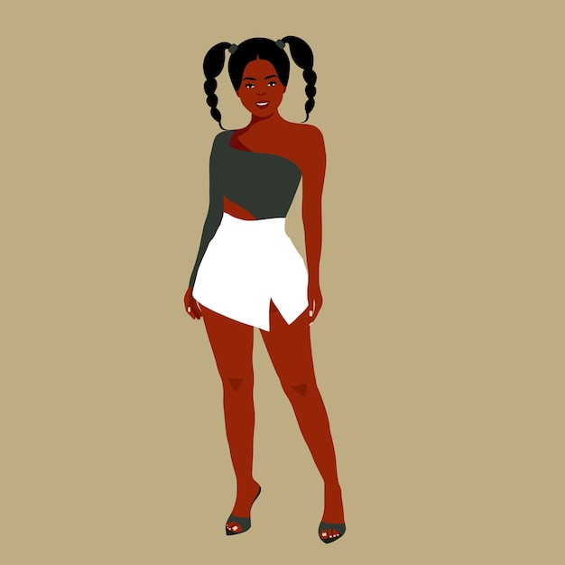 Vector young stylish black woman in elegant style vector