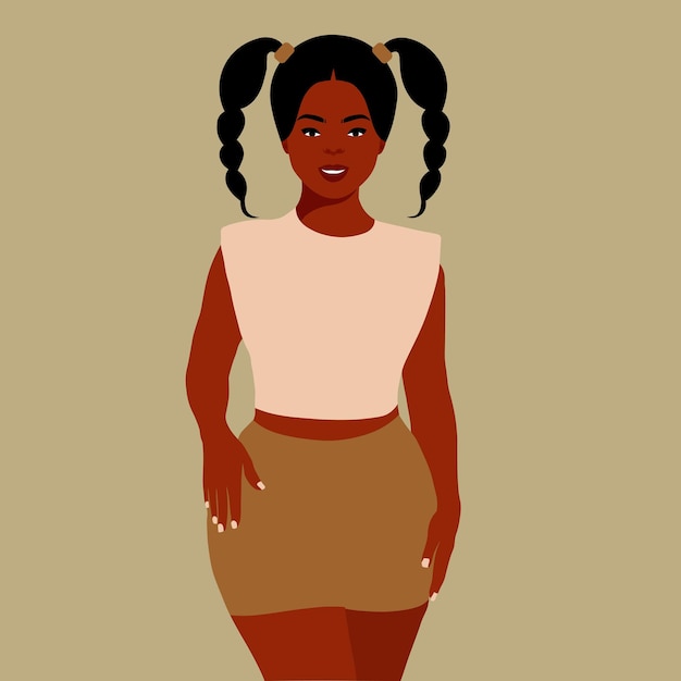 Vector young stylish black woman in elegant style vector