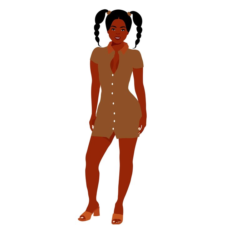 Vector young stylish black woman in elegant style vector