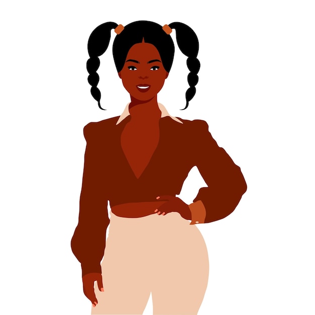 Vector young stylish black woman in elegant style vector