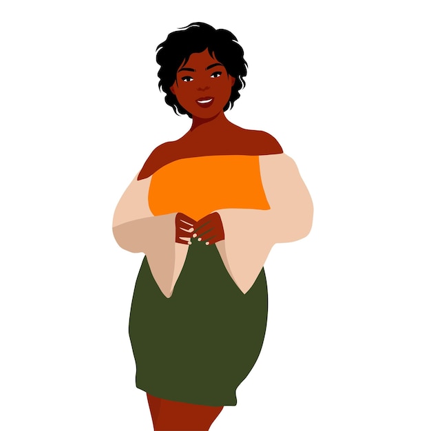 Vector young stylish black woman in elegant style vector