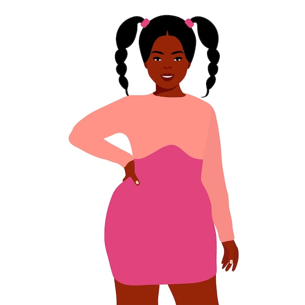 Vector young stylish black woman in elegant style vector