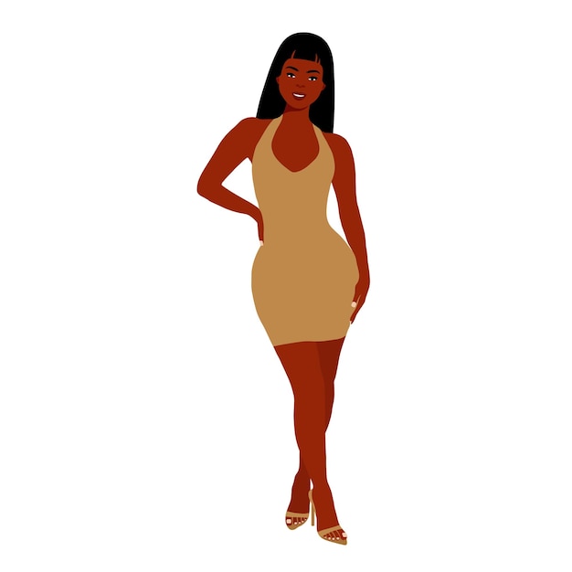 Vector young stylish black woman in elegant style vector