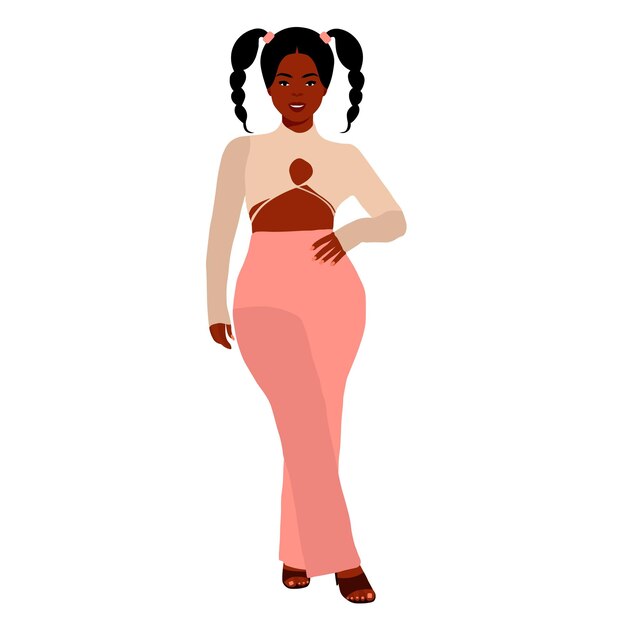Вектор Молодая стильная чернокожая женщина в элегантном стиле вектора
