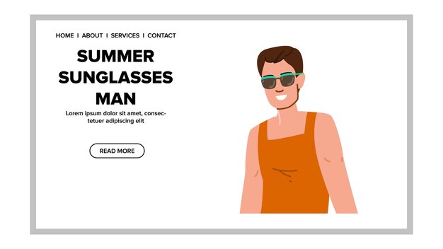 Young summer sunglasses man vector