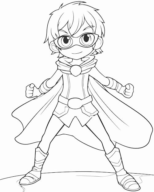 Young super hero coloring page