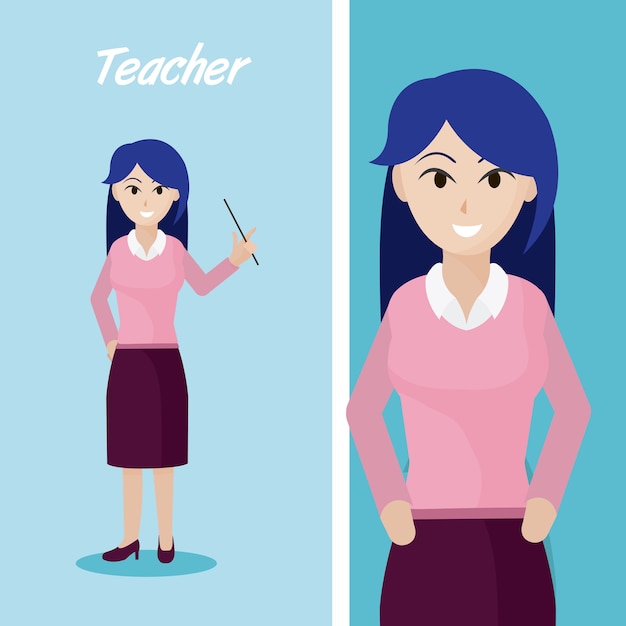 Young teacher cartoon 