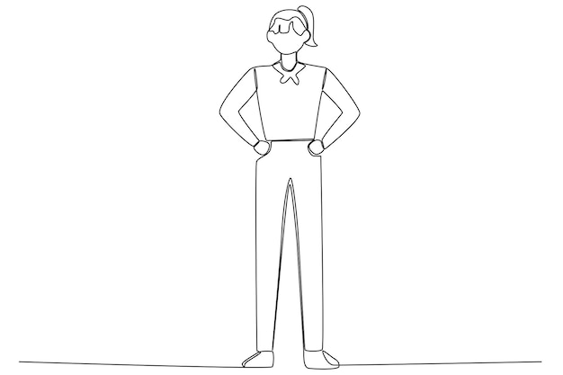 Vector a young trainee female sailor standing one line art