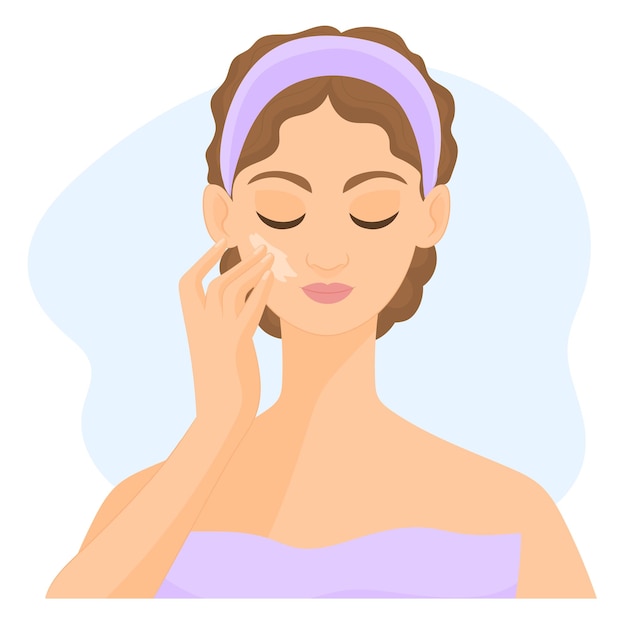 Vector young woman applying face cream