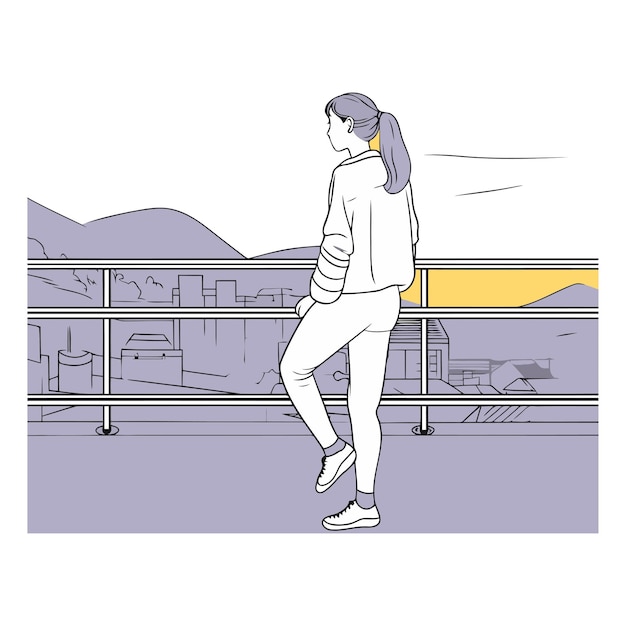 young woman athlete running in the city vector illustration graphic design vector illustration graphic design