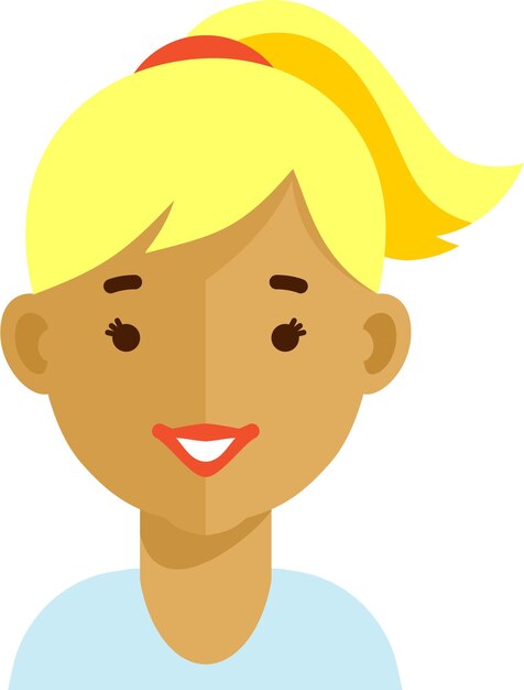 Young Woman Avatar Face Icon in Flat Style