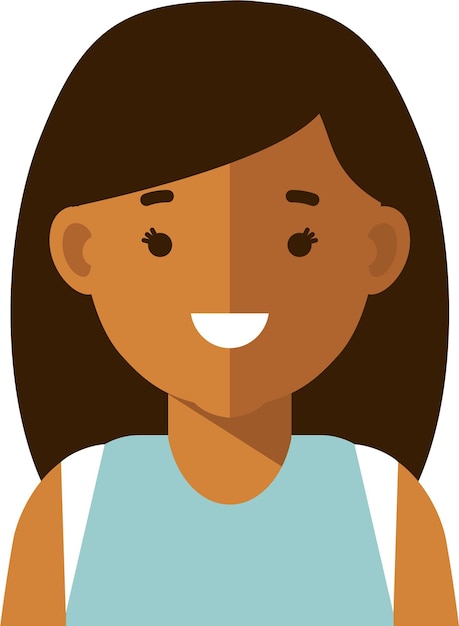 Young Woman Avatar Face Icon in Flat Style