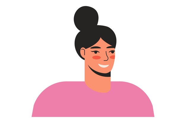Vector young woman avatar vector flat illustration profile picture woman face cartoon character