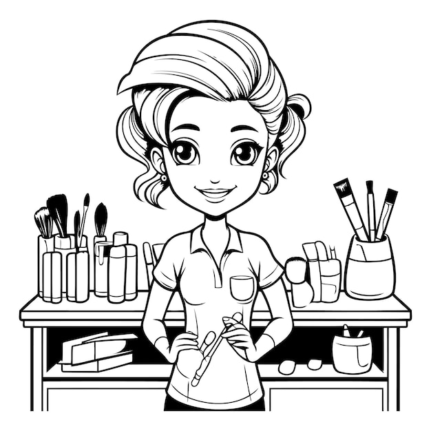 Vector young woman barista cartoon vector illustration graphic design vector illustration graphic design