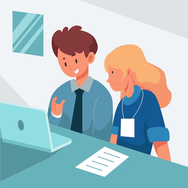 young woman being an intern at a company