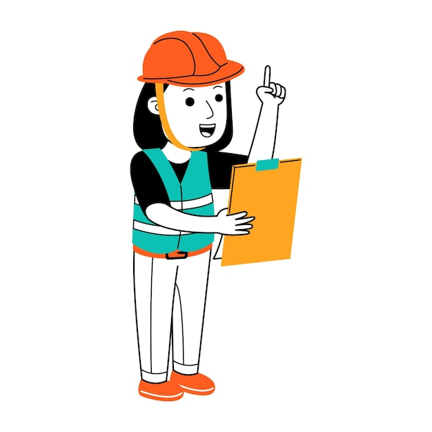 young woman builder vector illustration