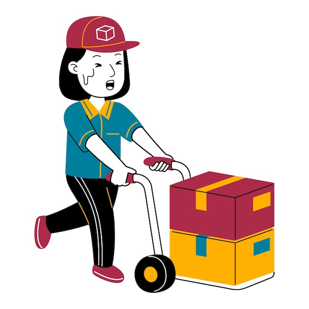 Young woman courier vector illustration