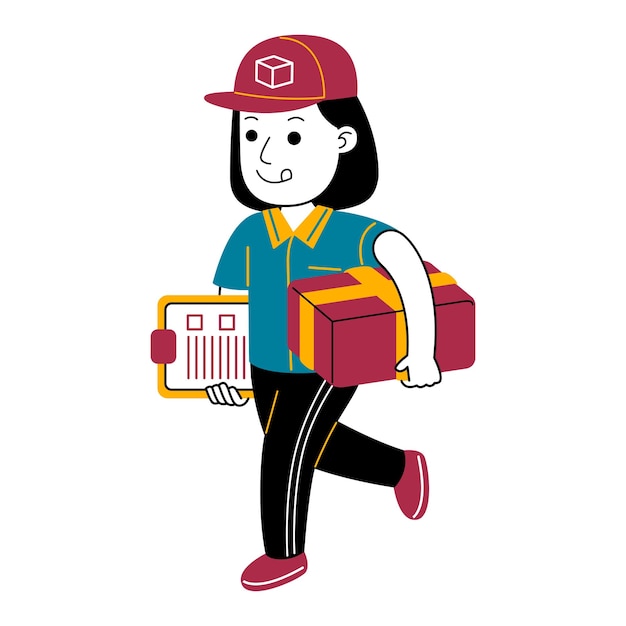 young woman courier vector illustration