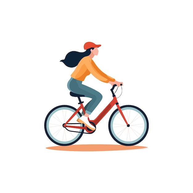 Young Woman Cycling in Urban Setting Vector illustration design